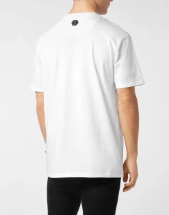 PHILIPP PLEIN V Neck Heavy Cotton T-Shirt Crystal Skull><noscript><img data-lazyloaded=