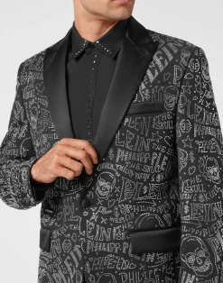PHILIPP PLEIN Velvet Blazer Lord fit Skull and Plein with Crystals><noscript><img data-lazyloaded=
