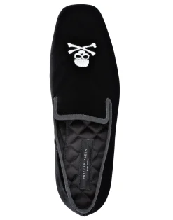 PHILIPP PLEIN Velvet Loafers Embroidery Skull><noscript><img data-lazyloaded=