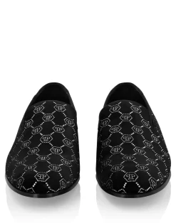 PHILIPP PLEIN Velvet Loafers Strass Monogram>Uomo Mocassini