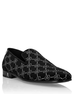 PHILIPP PLEIN Velvet Loafers Strass Monogram>Uomo Mocassini