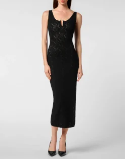 PHILIPP PLEIN Viscose Long Dress Monogram>Donna Abiti E Gonne|Maglieria