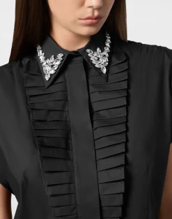 PHILIPP PLEIN VOLANT CROPPED SHIRT SS STRASS><noscript><img data-lazyloaded=
