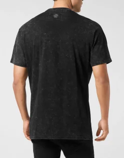PHILIPP PLEIN Washed Kimono Cut T-Shirt Eagle Crystal><noscript><img data-lazyloaded=