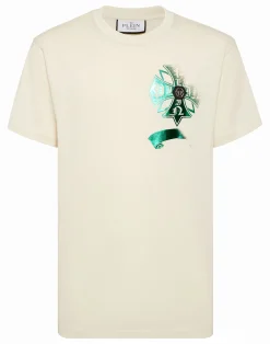 PHILIPP PLEIN Washed Round Neck T-Shirt Destroyed Crest>Uomo T-Shirts