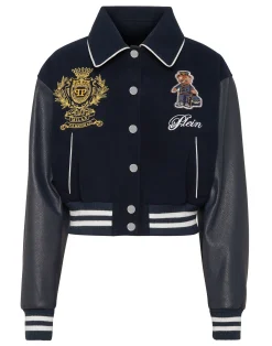 PHILIPP PLEIN Wool and Leather College Bomber Teddy>Donna Pelle E Pellicce|Giubbotti