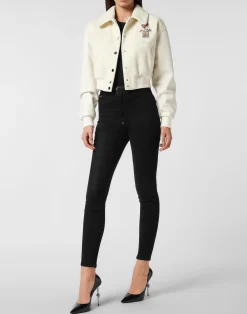 PHILIPP PLEIN Wool and Leather College Bomber Teddy><noscript><img data-lazyloaded=