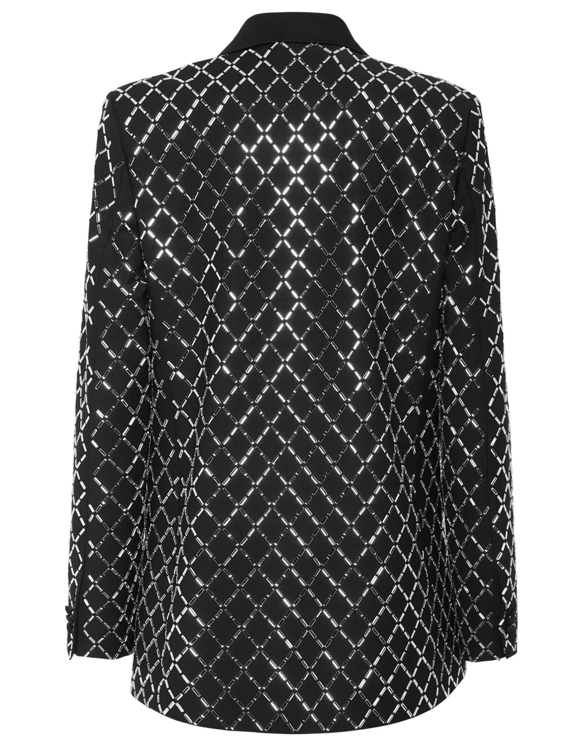 PHILIPP PLEIN Wool and Satin Boyfriend Fit Blazer Crystal Rhombus>Donna Blazer