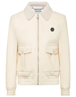 PHILIPP PLEIN Wool Aviator Jacket With Shirling Cape>Uomo Giacche E Cappotti