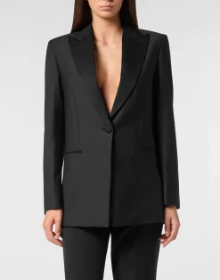 PHILIPP PLEIN Wool Blazer Boyfriend Fit Face Strass>Donna Blazer