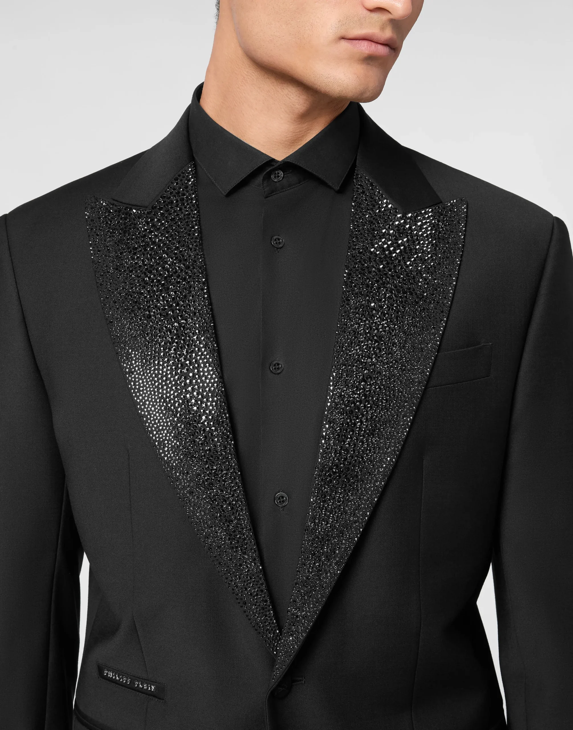 PHILIPP PLEIN Wool Blazer LS Strass Rever>Uomo Sartorial