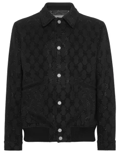PHILIPP PLEIN Wool Bomber LS Monogram>Uomo Giacche E Cappotti