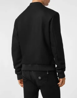PHILIPP PLEIN Wool Bomber With Transparent Strass><noscript><img data-lazyloaded=