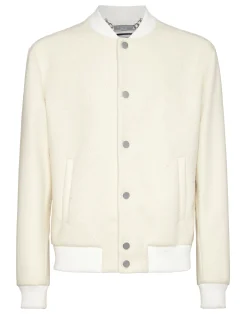 PHILIPP PLEIN Wool Bomber With Transparent Strass>Uomo Giacche E Cappotti