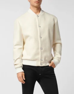 PHILIPP PLEIN Wool Bomber With Transparent Strass>Uomo Giacche E Cappotti