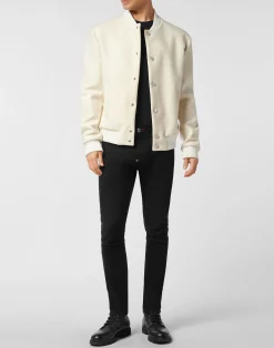 PHILIPP PLEIN Wool Bomber With Transparent Strass><noscript><img data-lazyloaded=
