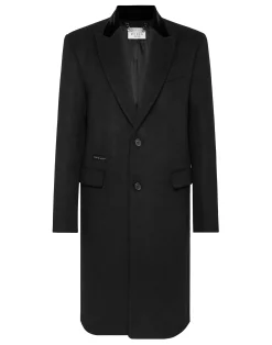 PHILIPP PLEIN Wool Coat Long Skull&Bones>Uomo Giacche E Cappotti