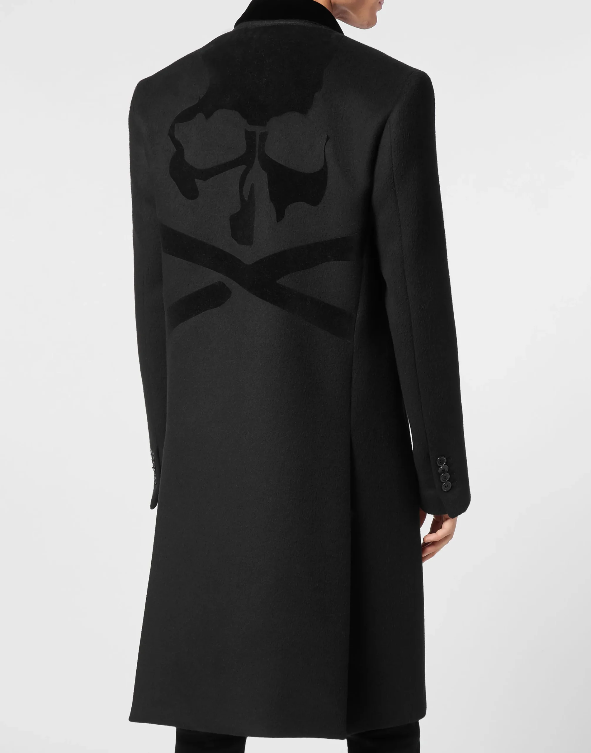 PHILIPP PLEIN Wool Coat Long Skull&Bones>Uomo Giacche E Cappotti