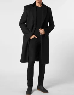 PHILIPP PLEIN Wool Coat Long Skull&Bones><noscript><img data-lazyloaded=