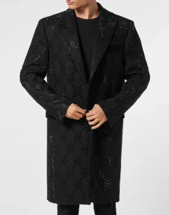 PHILIPP PLEIN Wool Coat Monogram>Uomo Giacche E Cappotti
