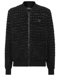 PHILIPP PLEIN Wool Flanel Bomber Hexagon>Uomo Giacche E Cappotti