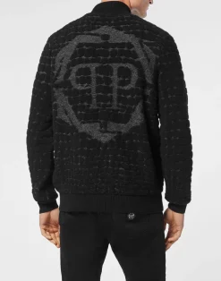 PHILIPP PLEIN Wool Flanel Bomber Hexagon><noscript><img data-lazyloaded=