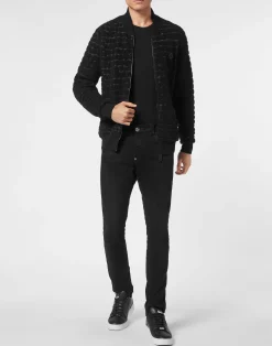 PHILIPP PLEIN Wool Flanel Bomber Hexagon><noscript><img data-lazyloaded=