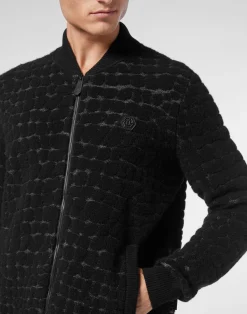 PHILIPP PLEIN Wool Flanel Bomber Hexagon><noscript><img data-lazyloaded=