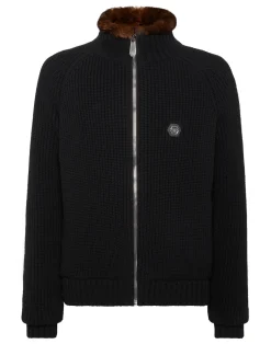 PHILIPP PLEIN Wool Knit Collar Jacket>Uomo Giacche E Cappotti|Maglieria