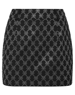PHILIPP PLEIN Wool Mini Skirt Strass Monogram>Donna Abiti E Gonne