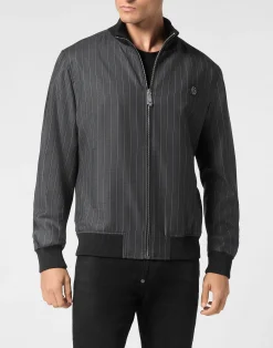 PHILIPP PLEIN Wool Pinstripe Bomber LS>Uomo Giacche E Cappotti