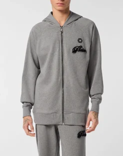 PHILIPP PLEIN Zip Hoodie Basic Signature>Uomo Street Couture